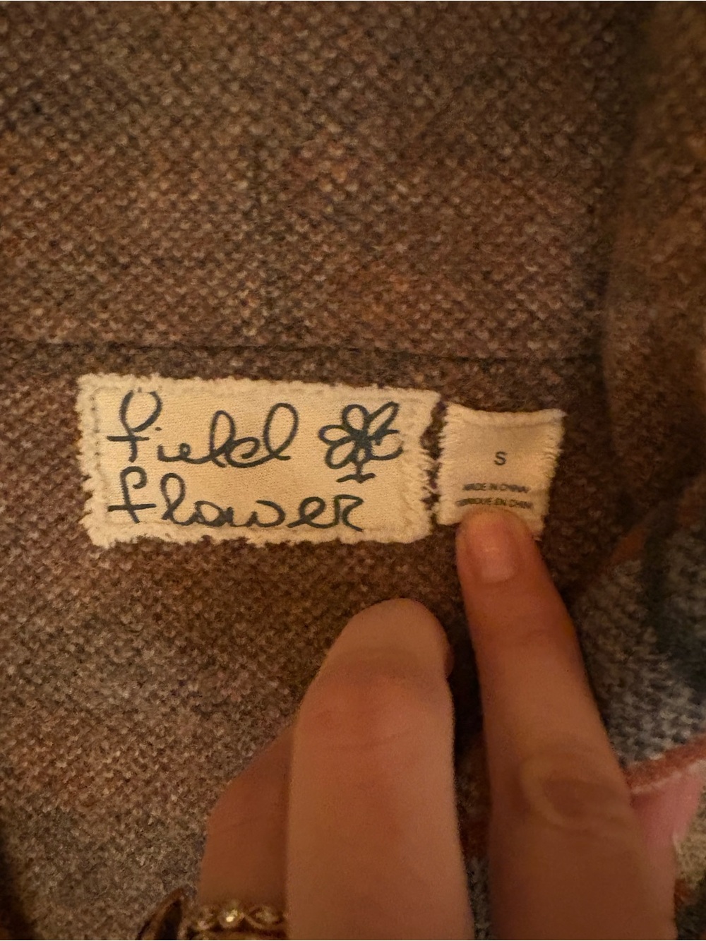 Field & Flower Wool Plaid Hooded Coatigan in Gray and Rust - Picture 6 of 8